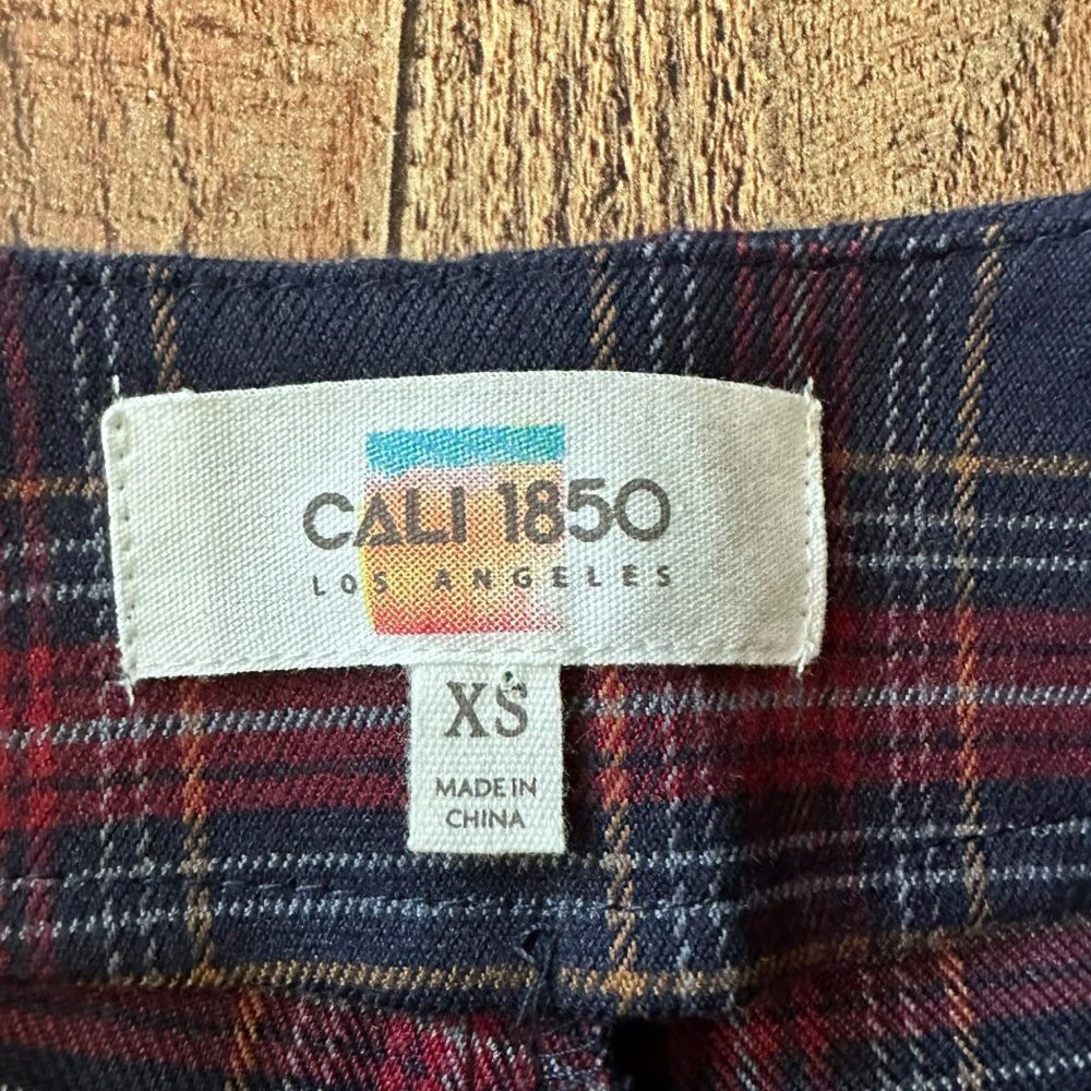 Cali 1850 Women's Blue Plaid Button Front School Girl Mini Skort Short Skirt -XS - Picture 6 of 9